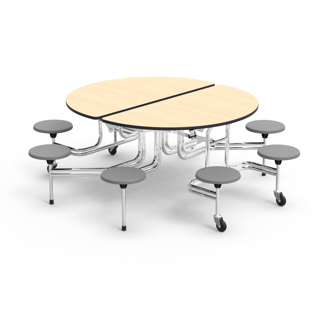 Virco MTSO172958 - Oval Mobile Stool Cafeteria Table - T-mold Edge - 17" Seat Height - 8 Stools (Virco MTSO172958) - SchoolOutlet