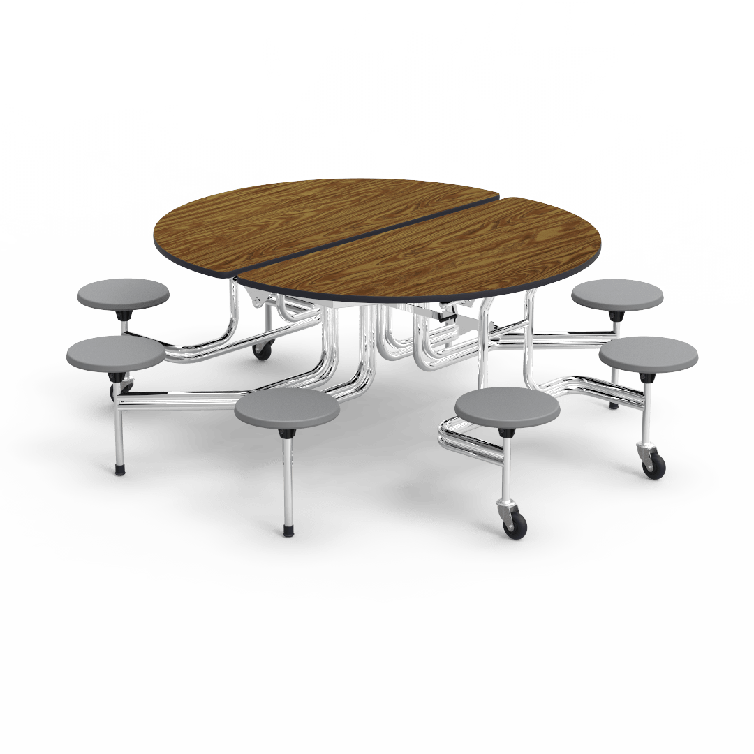 Virco MTSO172958 - Oval Mobile Stool Cafeteria Table - T-mold Edge - 17" Seat Height - 8 Stools (Virco MTSO172958) - SchoolOutlet