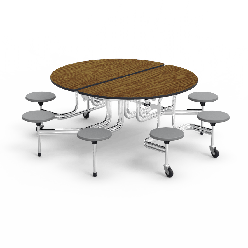 Virco MTSO172958 - Oval Mobile Stool Cafeteria Table - T-mold Edge - 17" Seat Height - 8 Stools (Virco MTSO172958) - SchoolOutlet