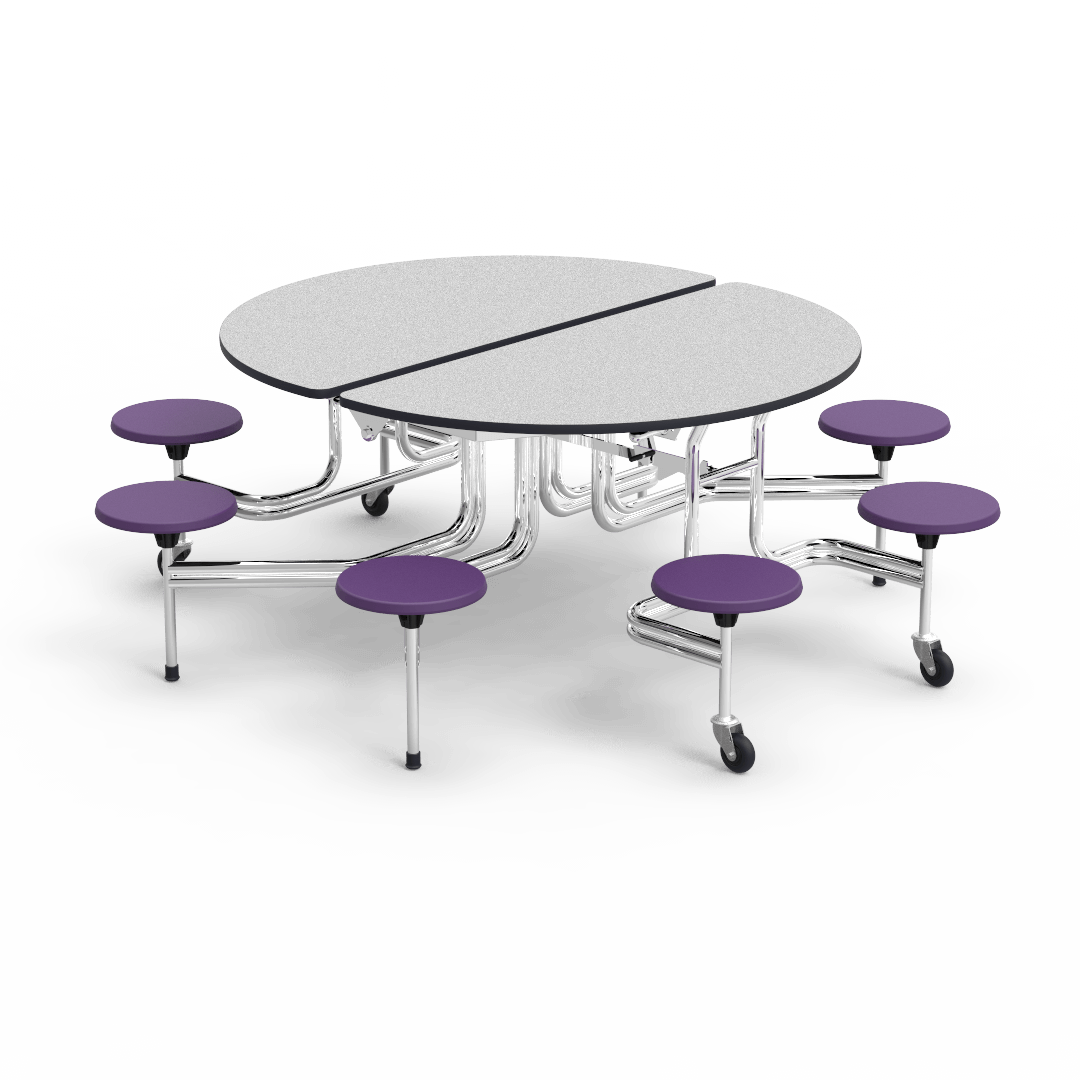 Virco MTSO172958 - Oval Mobile Stool Cafeteria Table - T-mold Edge - 17" Seat Height - 8 Stools (Virco MTSO172958) - SchoolOutlet