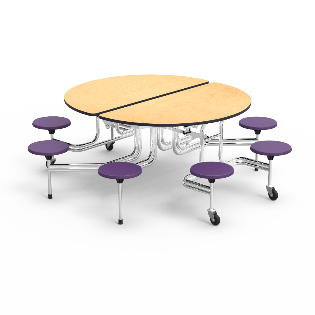 Virco MTSO172958 - Oval Mobile Stool Cafeteria Table - T-mold Edge - 17" Seat Height - 8 Stools (Virco MTSO172958) - SchoolOutlet