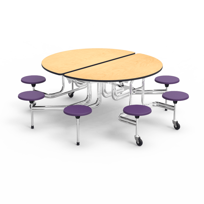 Virco MTSO172958 - Oval Mobile Stool Cafeteria Table - T-mold Edge - 17" Seat Height - 8 Stools (Virco MTSO172958) - SchoolOutlet