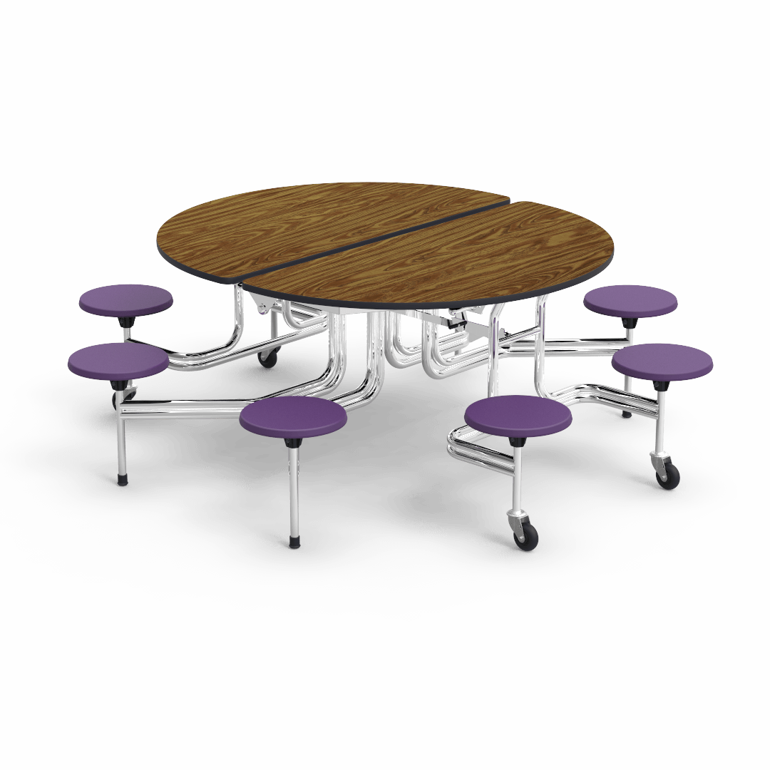 Virco MTSO172958 - Oval Mobile Stool Cafeteria Table - T-mold Edge - 17" Seat Height - 8 Stools (Virco MTSO172958) - SchoolOutlet