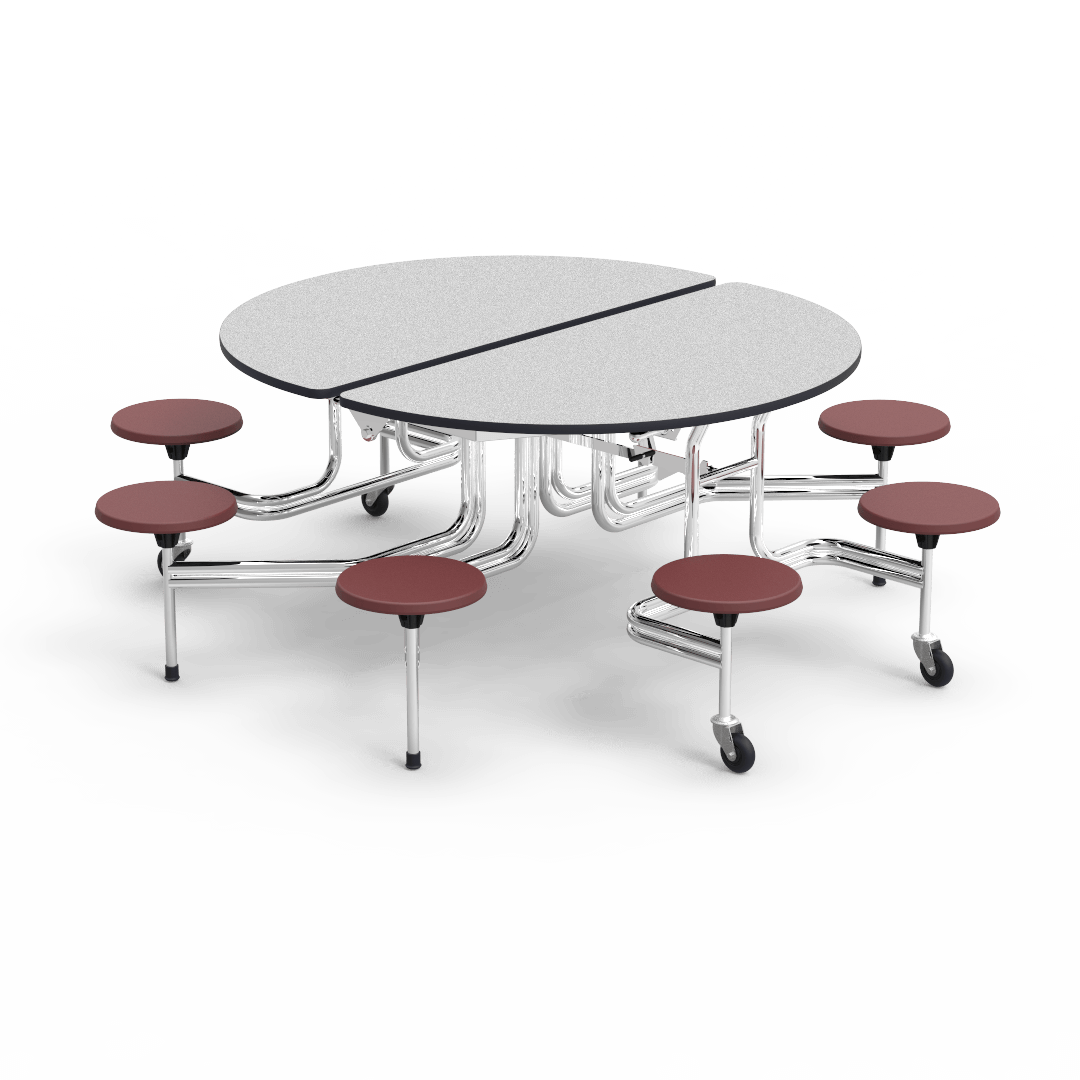 Virco MTSO172958 - Oval Mobile Stool Cafeteria Table - T-mold Edge - 17" Seat Height - 8 Stools (Virco MTSO172958) - SchoolOutlet