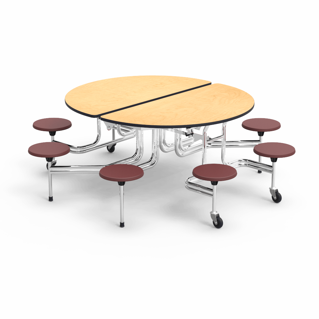 Virco MTSO172958 - Oval Mobile Stool Cafeteria Table - T-mold Edge - 17" Seat Height - 8 Stools (Virco MTSO172958) - SchoolOutlet