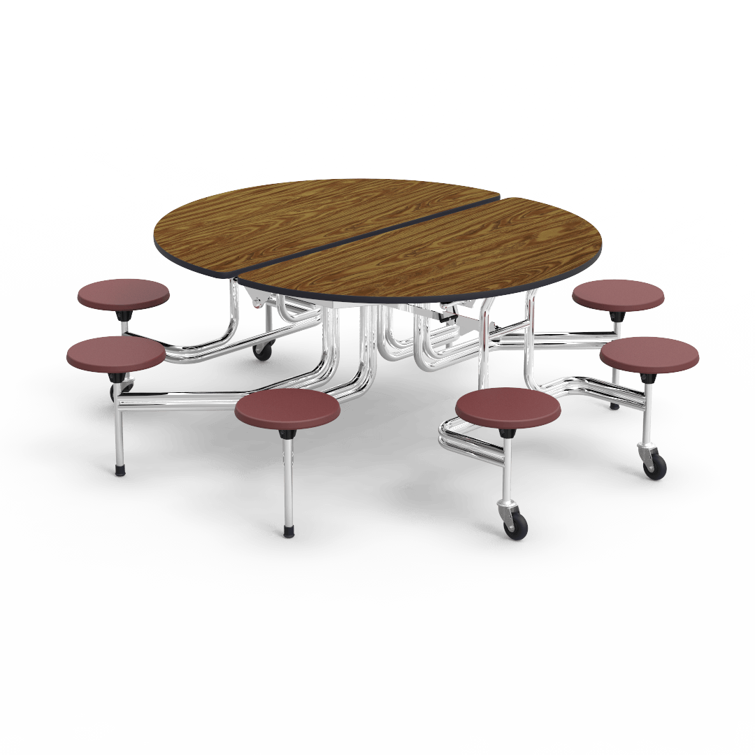 Virco MTSO172958 - Oval Mobile Stool Cafeteria Table - T-mold Edge - 17" Seat Height - 8 Stools (Virco MTSO172958) - SchoolOutlet