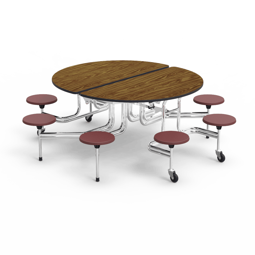 Virco MTSO172958 - Oval Mobile Stool Cafeteria Table - T-mold Edge - 17" Seat Height - 8 Stools (Virco MTSO172958) - SchoolOutlet