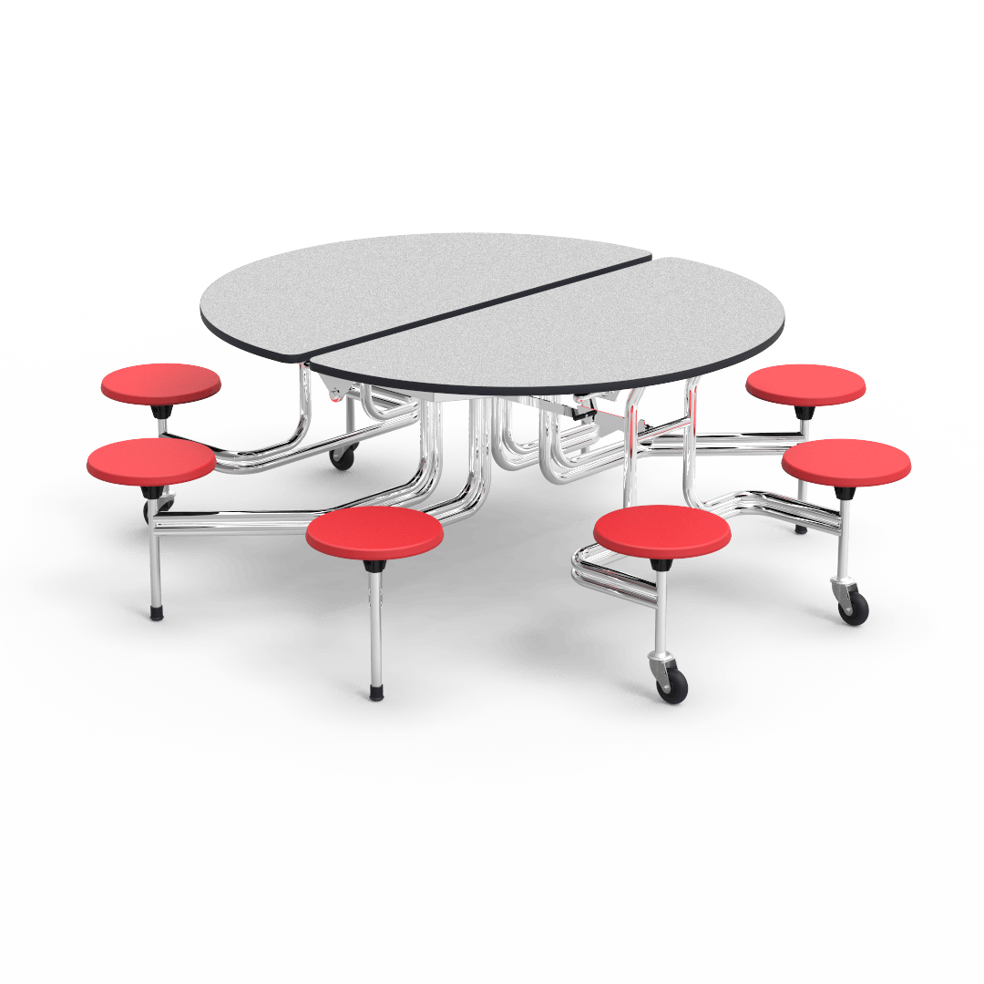 Virco MTSO172958 - Oval Mobile Stool Cafeteria Table - T-mold Edge - 17" Seat Height - 8 Stools (Virco MTSO172958) - SchoolOutlet