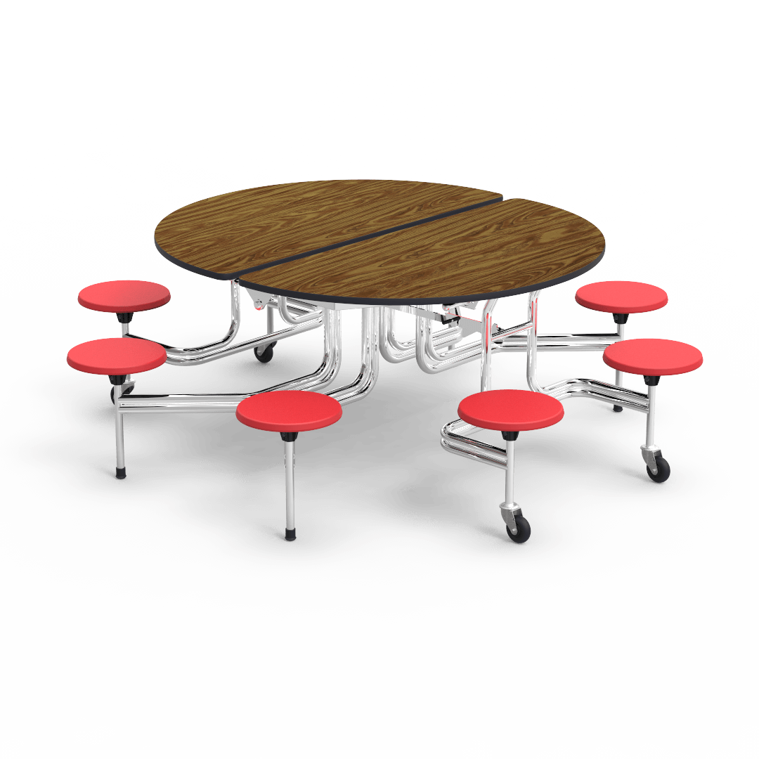 Virco MTSO172958 - Oval Mobile Stool Cafeteria Table - T-mold Edge - 17" Seat Height - 8 Stools (Virco MTSO172958) - SchoolOutlet