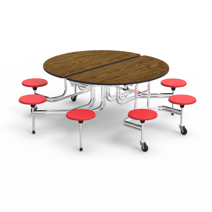 Virco MTSO172958 - Oval Mobile Stool Cafeteria Table - T-mold Edge - 17" Seat Height - 8 Stools (Virco MTSO172958) - SchoolOutlet