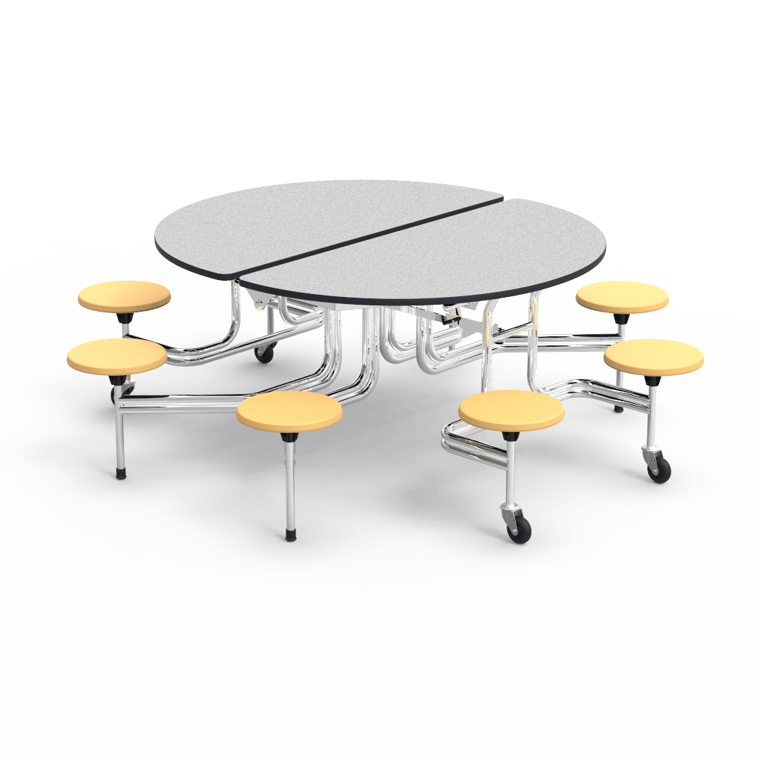 Virco MTSO172958 - Oval Mobile Stool Cafeteria Table - T-mold Edge - 17" Seat Height - 8 Stools (Virco MTSO172958) - SchoolOutlet