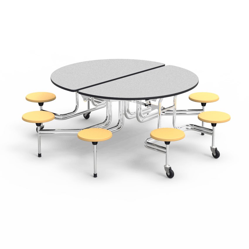 Virco MTSO172958 - Oval Mobile Stool Cafeteria Table - T-mold Edge - 17" Seat Height - 8 Stools (Virco MTSO172958) - SchoolOutlet