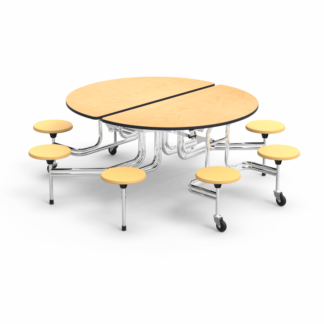 Virco MTSO172958 - Oval Mobile Stool Cafeteria Table - T-mold Edge - 17" Seat Height - 8 Stools (Virco MTSO172958) - SchoolOutlet