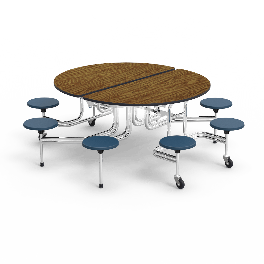 Virco MTSO172958AE - Oval Mobile Stool Cafeteria Table - Sure Edge - 17" Seat Height - 8 Stools (Virco MTSO172958AE) - SchoolOutlet