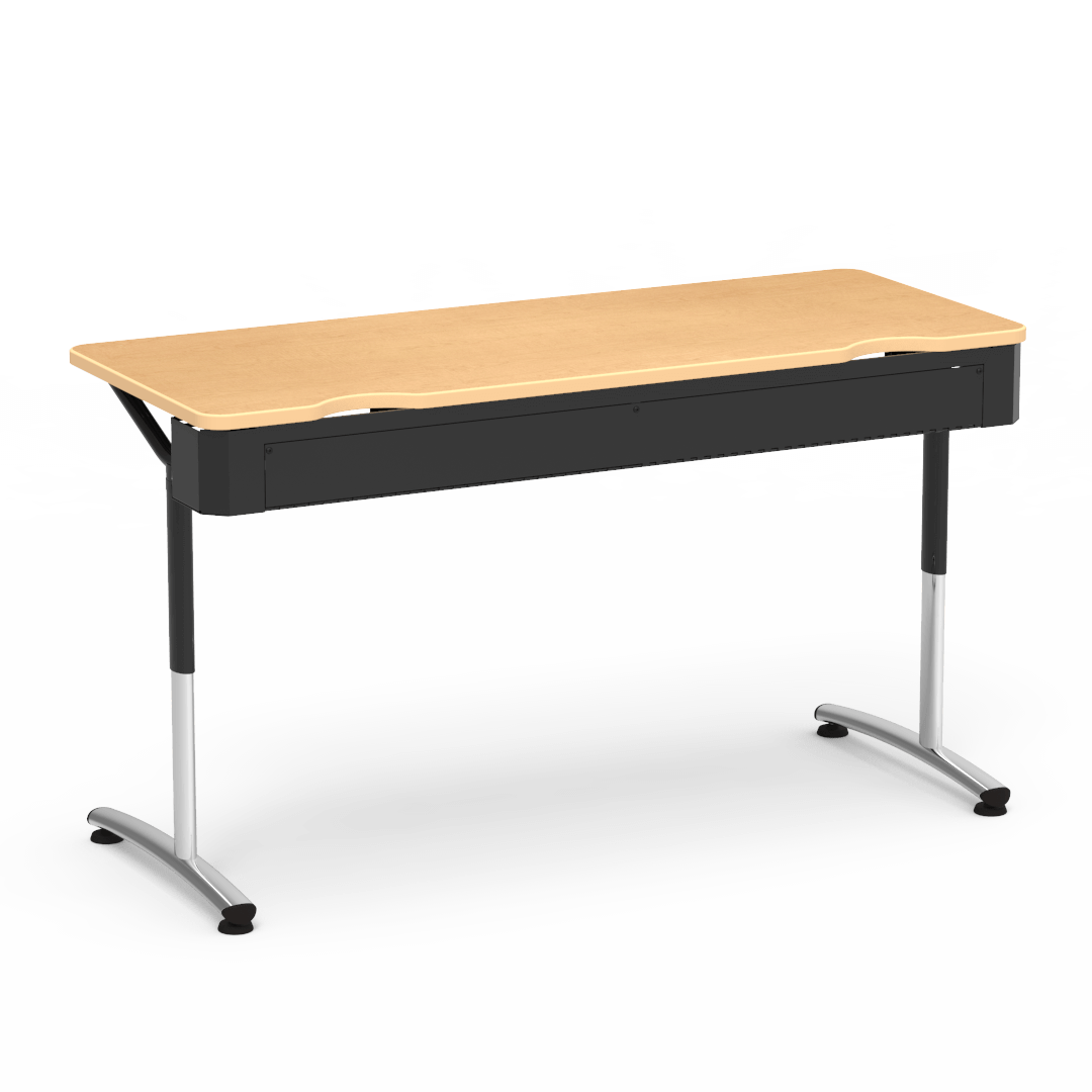 Virco TH24608YADJ - Text Series Hinged Wire Trough Tables - 24"W x 60"L - SchoolOutlet