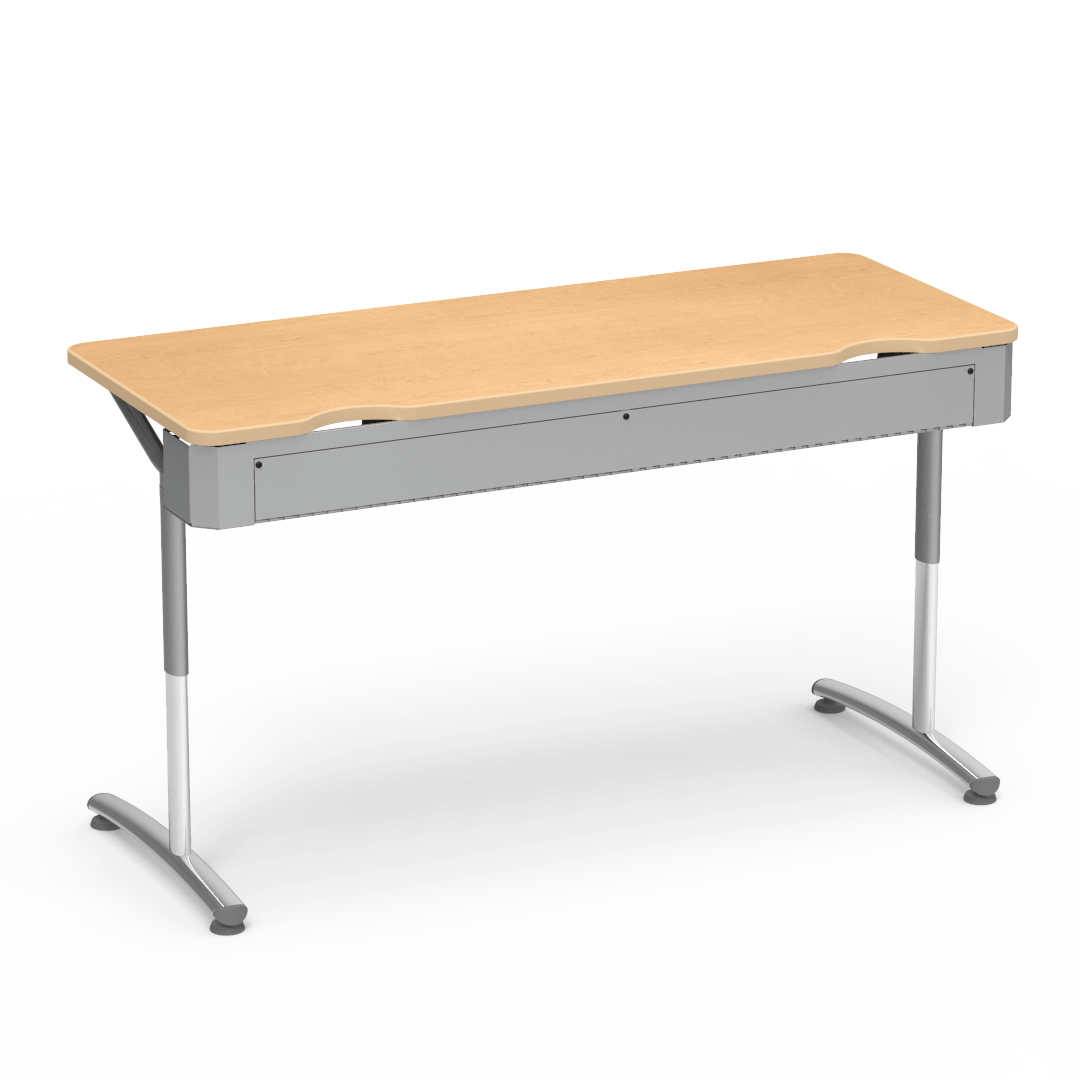 Virco TH24608YADJ - Text Series Hinged Wire Trough Tables - 24"W x 60"L - SchoolOutlet