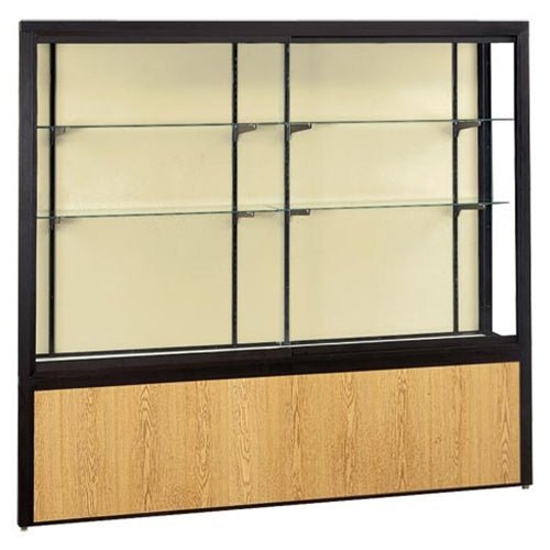 Waddell Challenger 1000 Floor Case w/ Plaque Back & Wood-Grained Vinyl Base - 72"W x 66"H x 16"D(Waddell WAD-10406PB) - SchoolOutlet