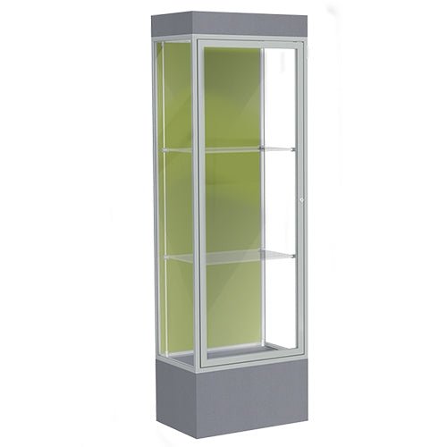 Waddell Edge 93 Lighted Floor Case w/ Blue Steel Back & Dark Bronze Frame - 24"W x 76"H x 20"D(Waddell WAD-93LFBS-BZ) - SchoolOutlet