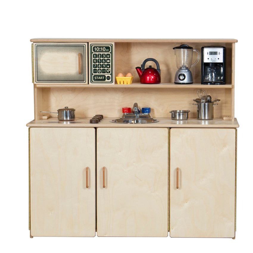 Wood Designs 5-n-1 Kitchen Center (Sink, Range, Microwave, Hutch, Cupboards) (WD10800) - SchoolOutlet