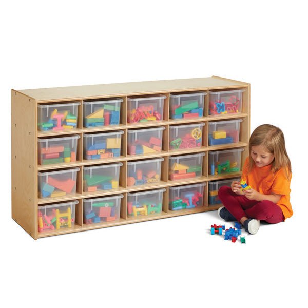 Young Time 20 Cubbie-Tray Storage with Clear Bins - Ready-to-Assemble (Young Time YOU-7041YT) - SchoolOutlet