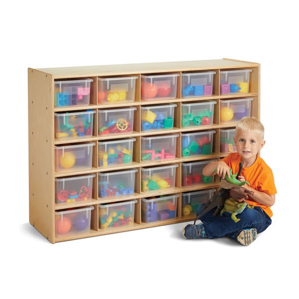 Young Time 25 Tray Cubbie Storage With Clear Trays - Ready-to-Assembled (Young Time YOU-7141YT) - SchoolOutlet