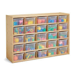 Young Time 25 Tray Cubbie Storage With Clear Trays - Ready-to-Assembled (Young Time YOU-7141YT)