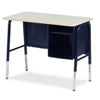 Dark Blue Jr. Executive Desk with a white top on a white background