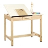 Wooden Drawing table with a drawing on top on a white background