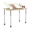 Woodcrafts Adaptable Drawing table with a painting on top on a white background