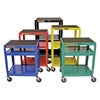 Different colored moveable Computer carts on a white background