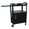 Black movable presentation cart on a white background