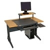 Computer Desk with a computer on top on a white background