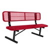 Red Single Sided Outdoor Bench on a white background