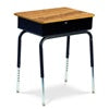 open front school desk on a white desk