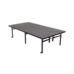 AmTab Fixed Height Stage - Charcoal Carpet Top - 48"W x 96"L x 32"H Titanium Metal Frame (AMT-QUICK-ST4832C-CHARCT)