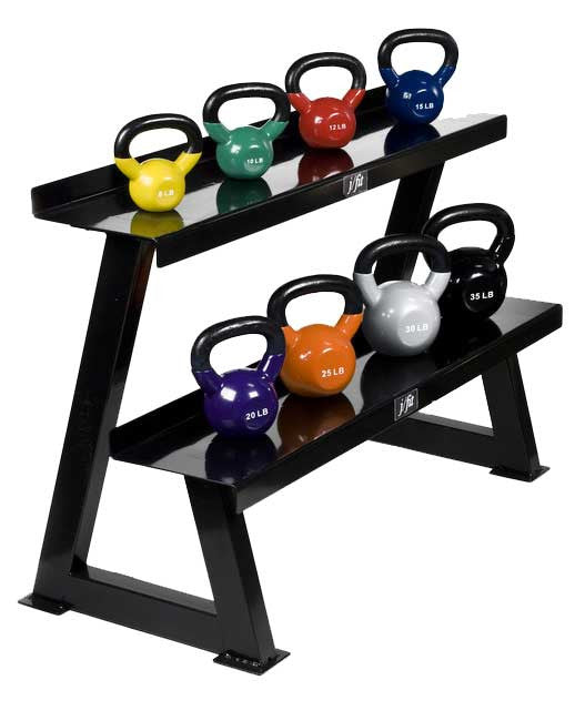Champion Sports JFIT Kettlebell Rack 2-Tier Heavy-Duty Steel Storage Stand Black (CMP-J-KBRACK)