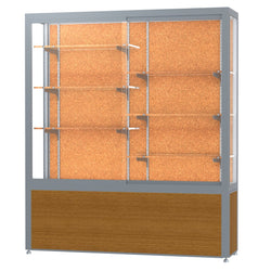 Ghent Challenger Display Case, Cork Back, Satin Natural Aluminum Frame Finish, 66"H x 60"W x 16"D