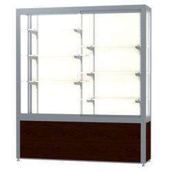 Ghent Challenger Display Case, Plaque Fabric Back, Satin Natural Aluminum Frame Finish, 66"H x 60"W x 16"D