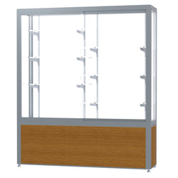 Ghent Challenger Display Case, White Laminate Back, Satin Natural Aluminum Frame Finish, 66"H x 60"W x 16"D