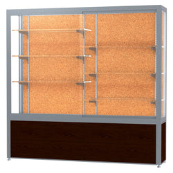 Ghent Challenger Display Case, Cork Back, Satin Natural Aluminum Frame Finish, 66"H x 72"W x 16"D