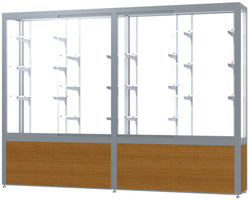 Ghent Challenger Display Case, White Laminate Back, Satin Natural Aluminum Frame Finish, 66"H x 96"W x 16"D