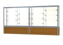 Ghent Challenger Display Case, Plaque Fabric Back, Satin Natural Aluminum Frame Finish, 66"H x 144"W x 16"D