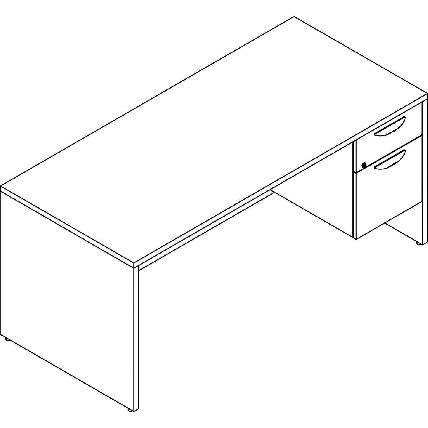 Lorell Prominence 2.0 Series 3/4 Right-Pedestal Desk 66"W x 30"D x 29"H (LLR-LLRPD3066QRXX)