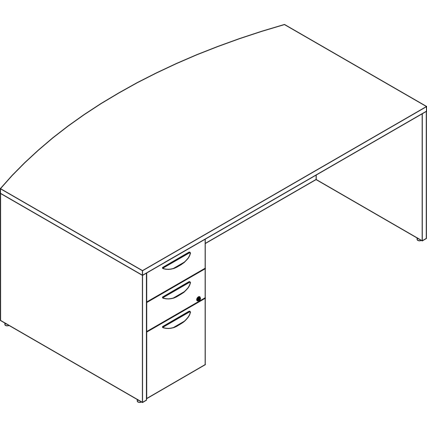 Lorell Prominence 2.0 Series Bowfront Left-Pedestal Desk 72"W x 42"D x 29"H (LLR-LLRPD4272LSPBXX)