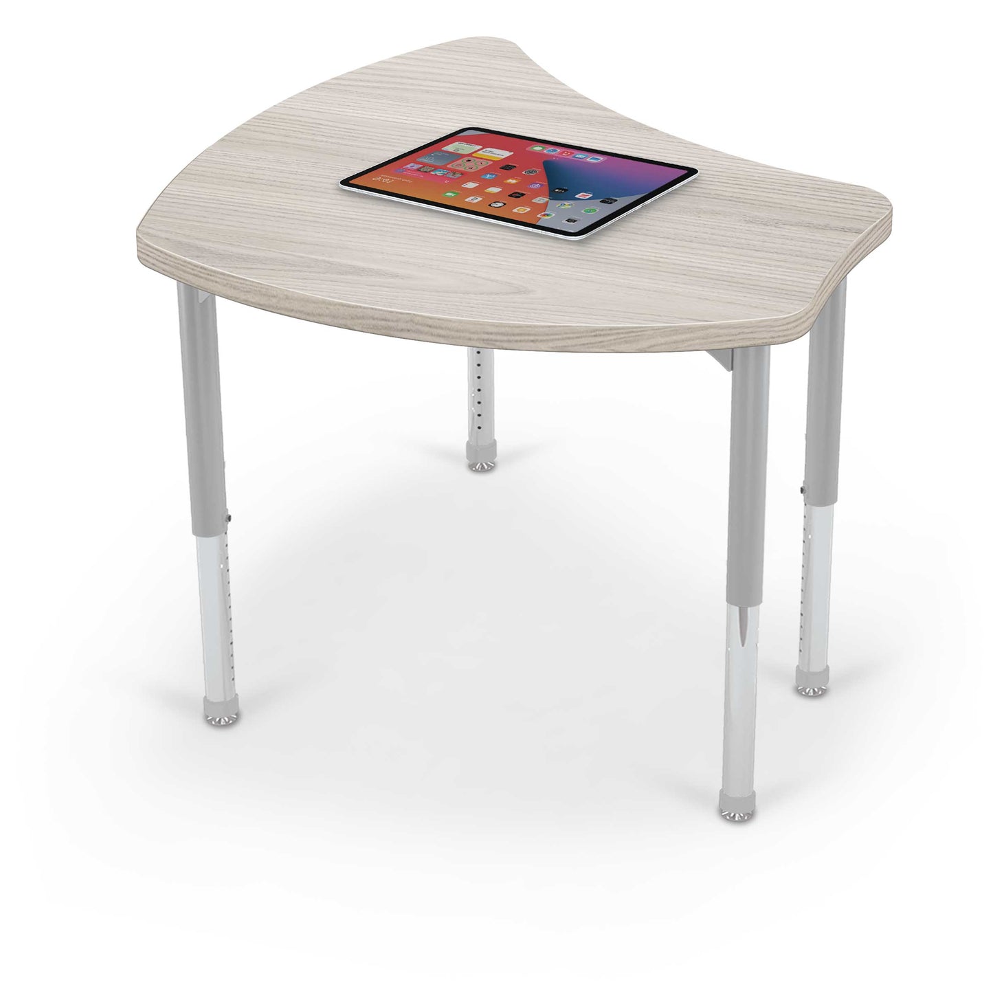 Mooreco Small Hierarchy Shape Standard Desk Adjustable Height 22" - 32" - Platinum Leg - 11436X