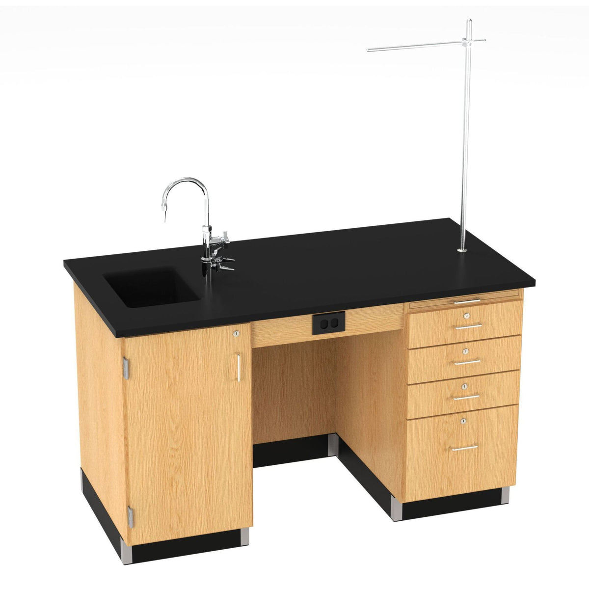 Diversified Woodcrafts 5' Instructor's Desk w/ Sink & Cabinet on Left Side - Epoxy Resin Top - 60"W x 30"D (DIV-1216K-L)