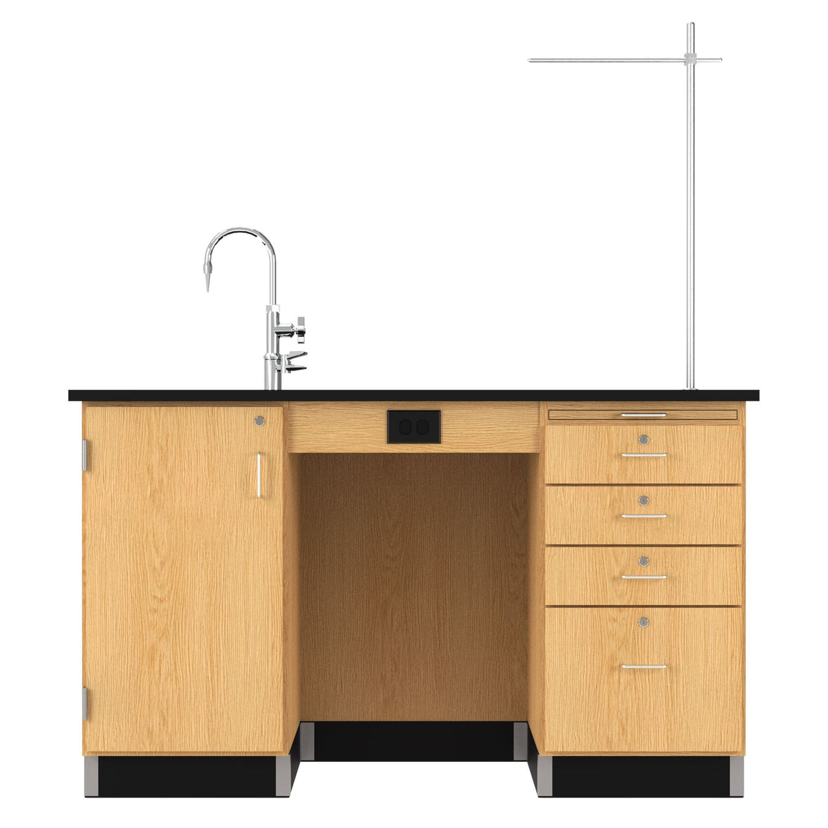 Diversified Woodcrafts 5' Instructor's Desk w/ Sink & Cabinet on Left Side - Epoxy Resin Top - 60"W x 30"D (DIV-1216K-L)