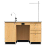 Diversified Woodcrafts 5' Instructor's Desk w/ Sink & Cabinet on Left Side - Epoxy Resin Top - 60