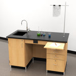 Diversified Woodcrafts 5' Instructor's Desk w/ Sink & Cabinet on Left Side - Epoxy Resin Top - 60
