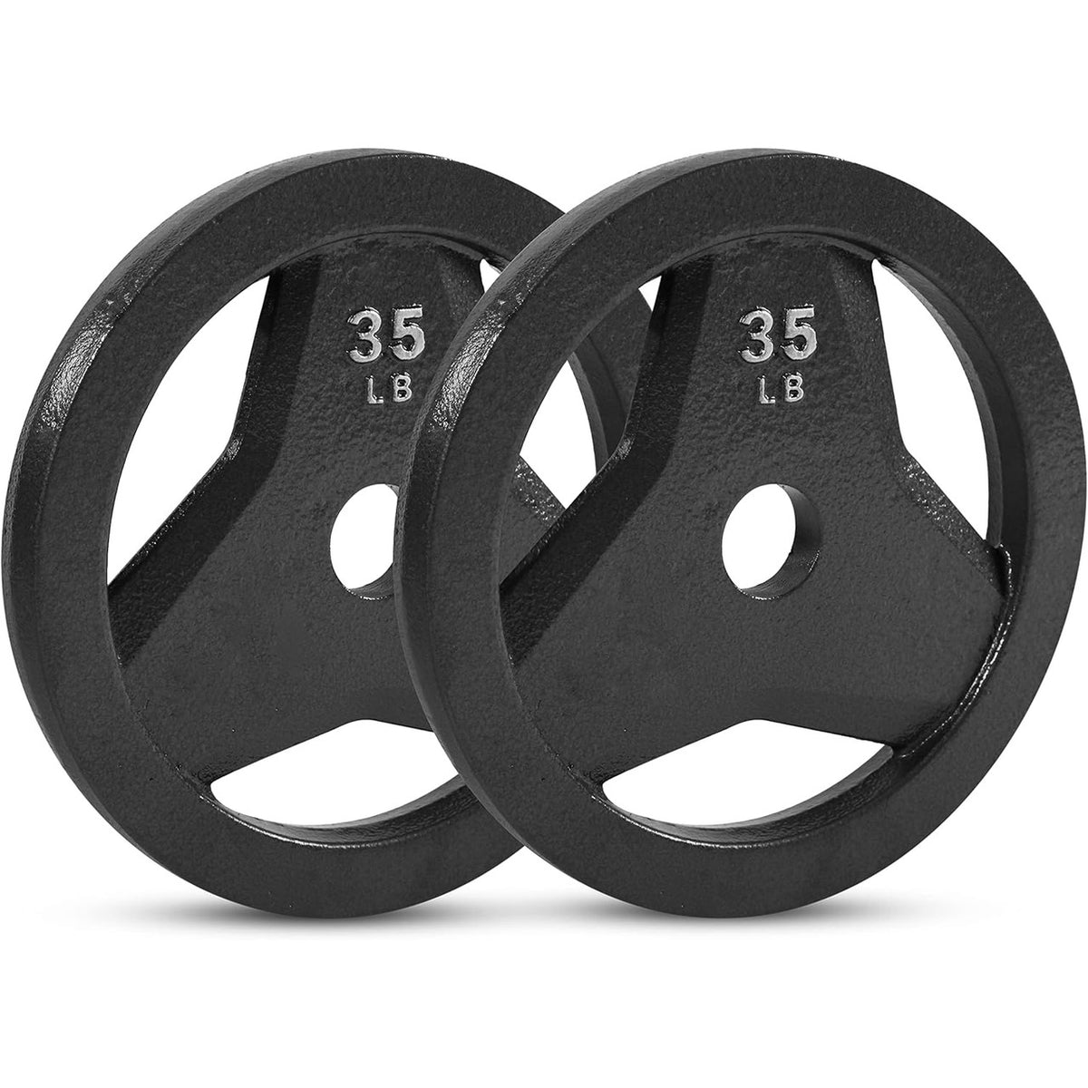 Champion Sports JFIT Cast Iron Grip Plate Pair Strength Training 35 lb (Set of 2) (CMP-J-CIGP35SET)